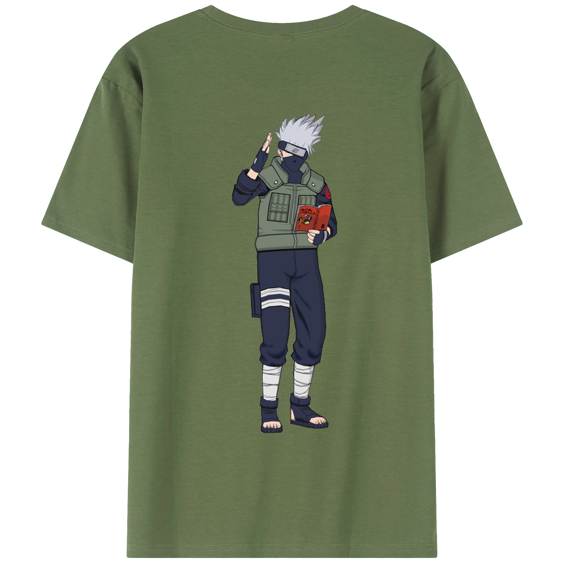 （画像用） NARUTO -ナルト- はたけ カカシ Hatake Kakashi 綿100％ メンズ半袖Tシャツ（バックプリント） 通気性
